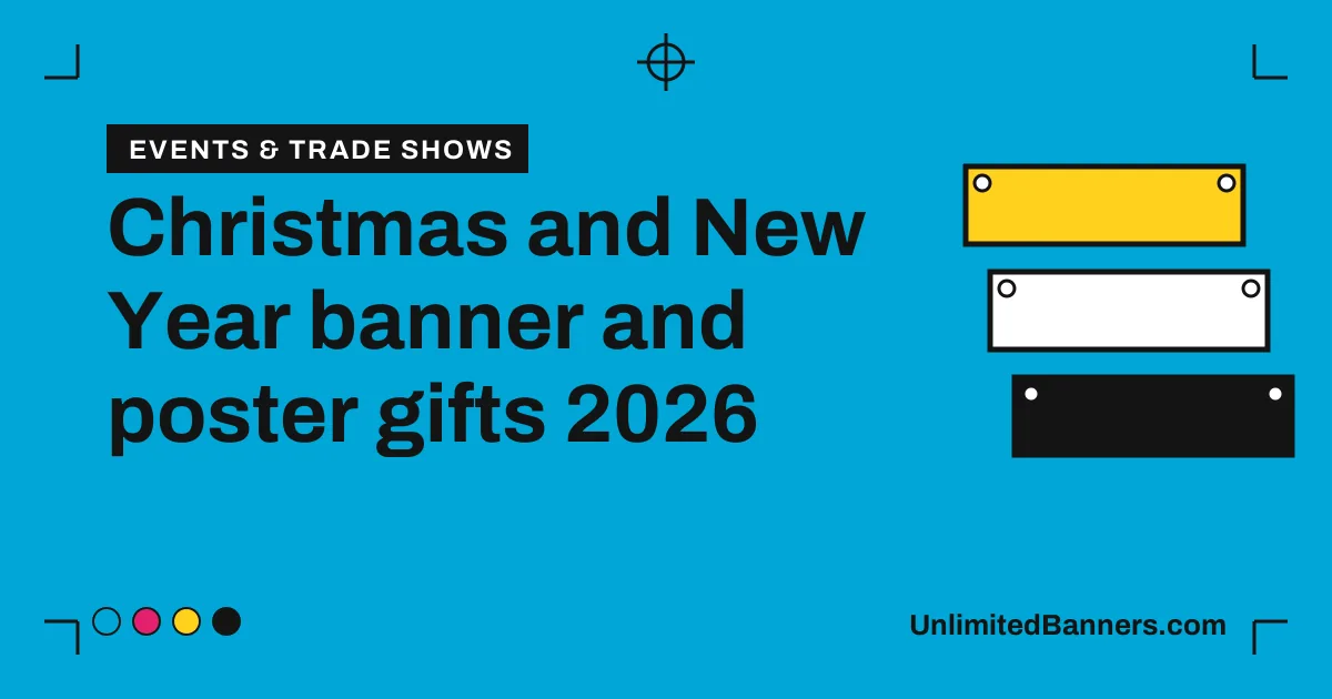 Christmas & New Year banner, yard sign and poster gift guide 2026 illustration